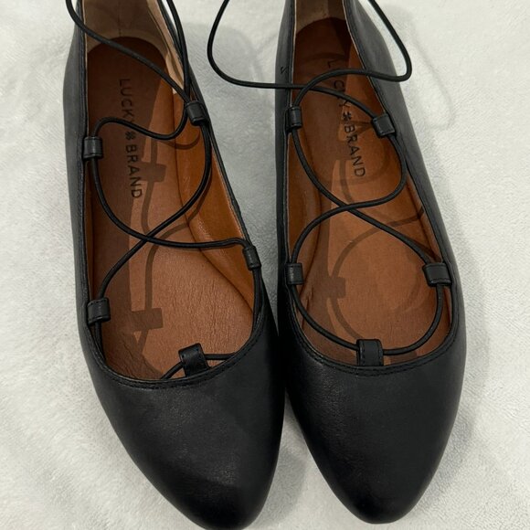 LUCKY BRAND Black Leather Ballet Flats - Size 6 - NEW! - Picture 4 of 7